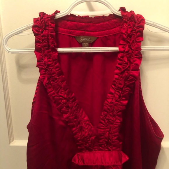 Vintage red Jessica Sleeveless Ruffle Top. Size 18. Exl.beautiful blouse - Picture 3 of 7